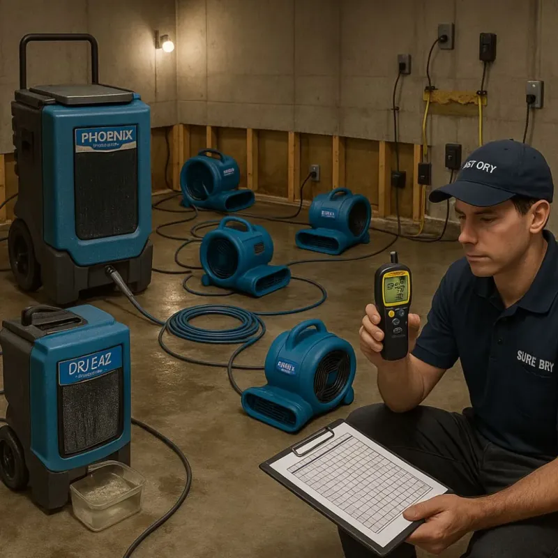 Structural Drying and Dehumidification process in Lambertville, MI